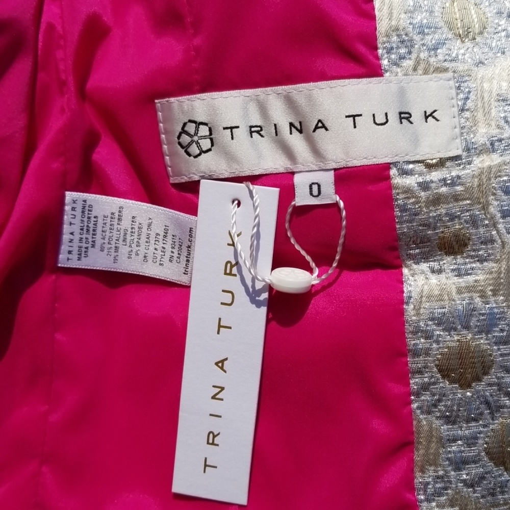 Trina Turk carrington metallic blazer, gold - Picture 5 of 7
